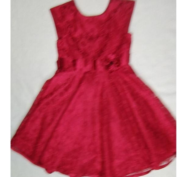 Jona Michelle Party Dress Red Lace‎ Flower Girl Dress Special Occasion Size 7 - Picture 8 of 11